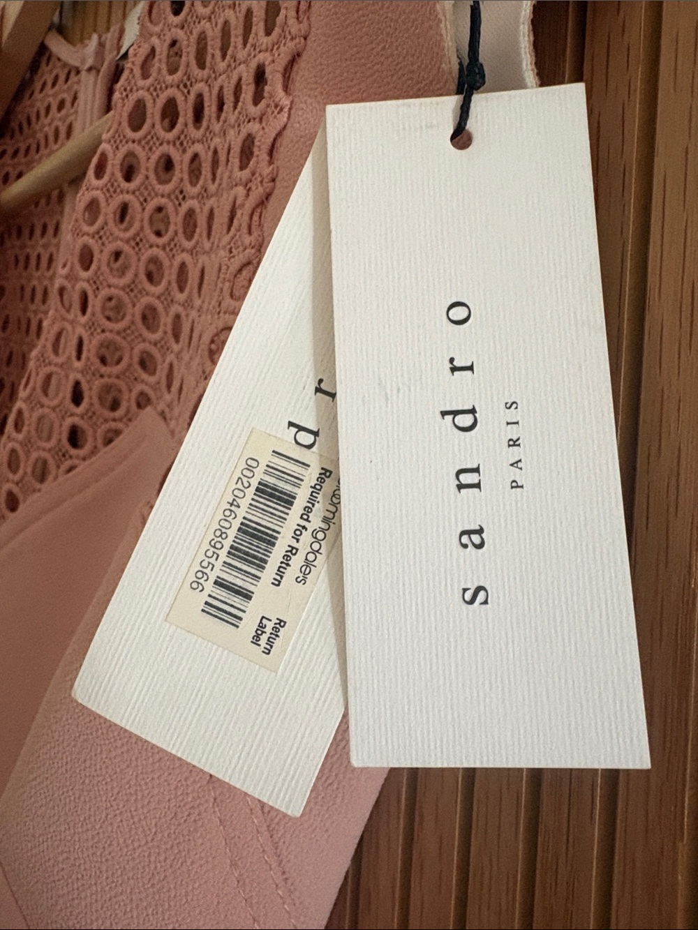 Sandro Peach Eyelet Mesh Fit & Flare Dress - Picture 5 of 5